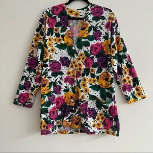 Vintage Floral and Polka Dot Tunic Blazer Top